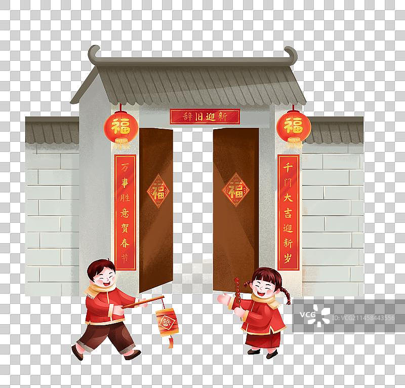 腊月二十九 返乡贴春联图片素材