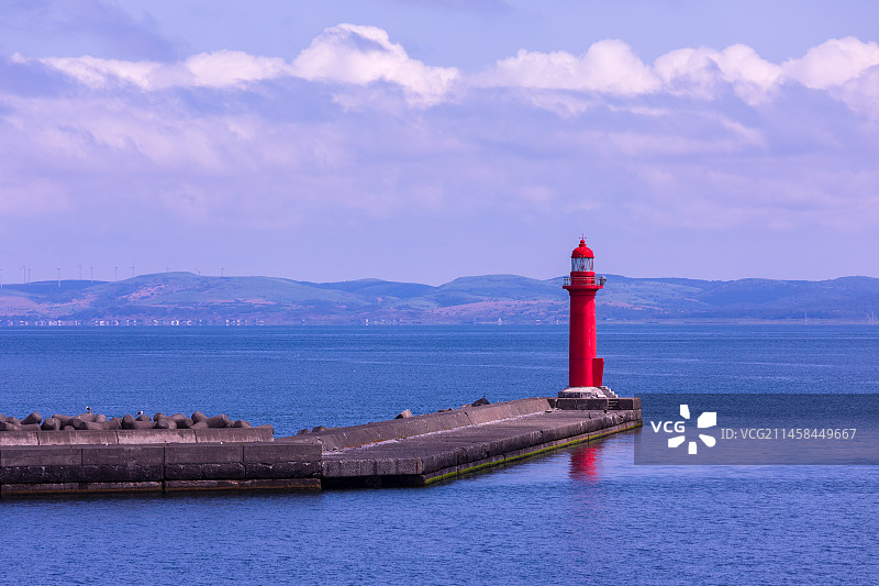 日本北海道最北端稚内宗谷岬灯塔图片素材
