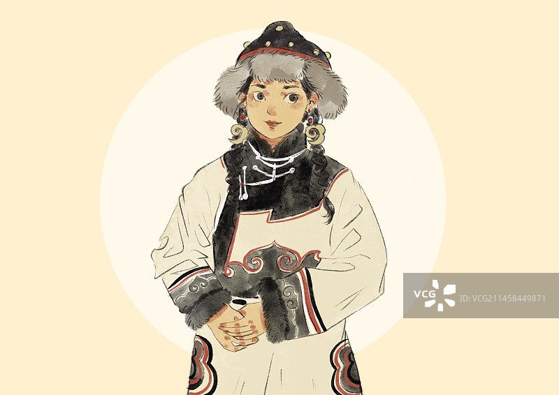 五十六民族插画-鄂伦春族图片素材