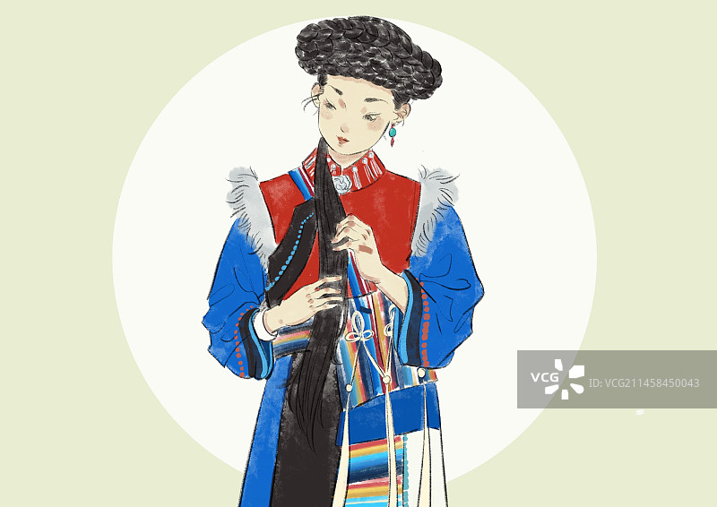 五十六民族插画-普米族图片素材