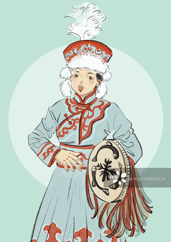 五十六民族插画-赫哲族图片素材