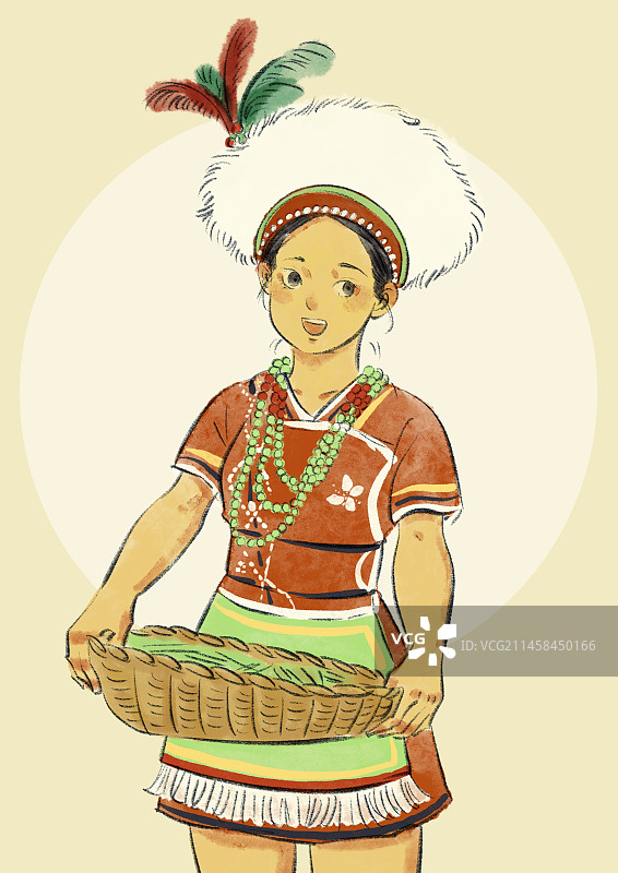 五十六民族插画-高山族图片素材