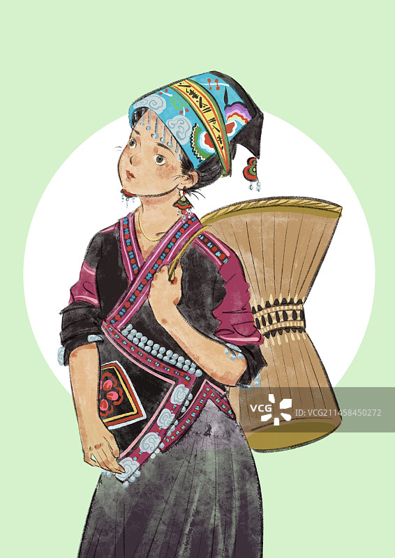 五十六民族插画-土家族图片素材