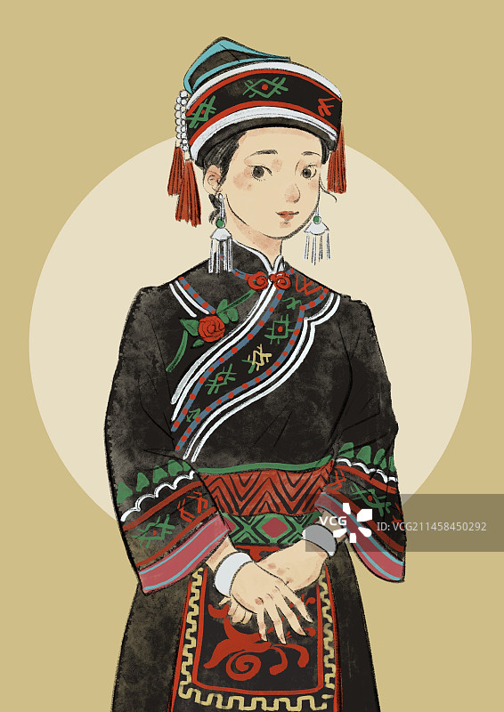 五十六民族插画-仫佬族图片素材