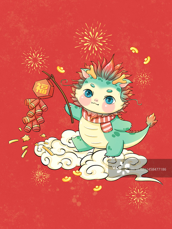2024年龙年春节新年插画图片素材