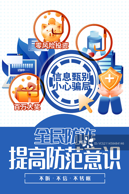 提高防范意识预防诈骗竖版海报图片素材