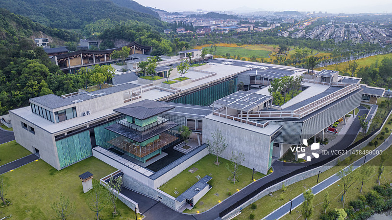 杭州国家版本馆夏季半鸟瞰图片素材