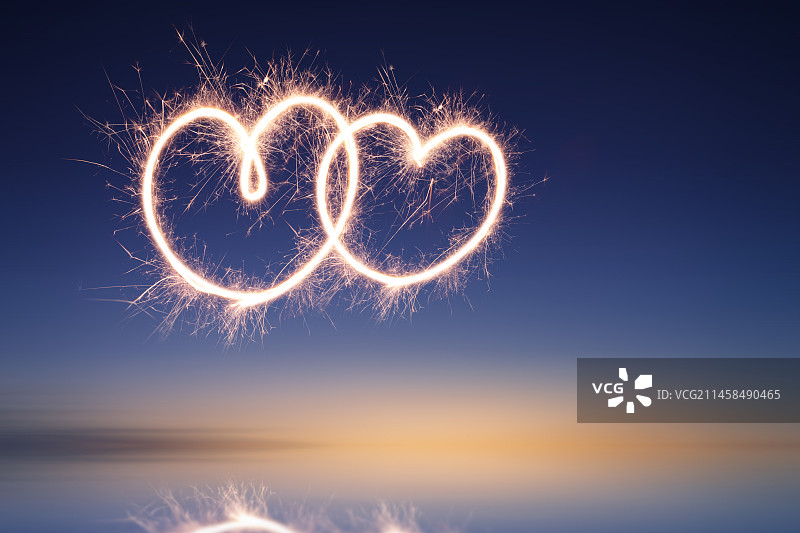 心型烟花光绘图片素材