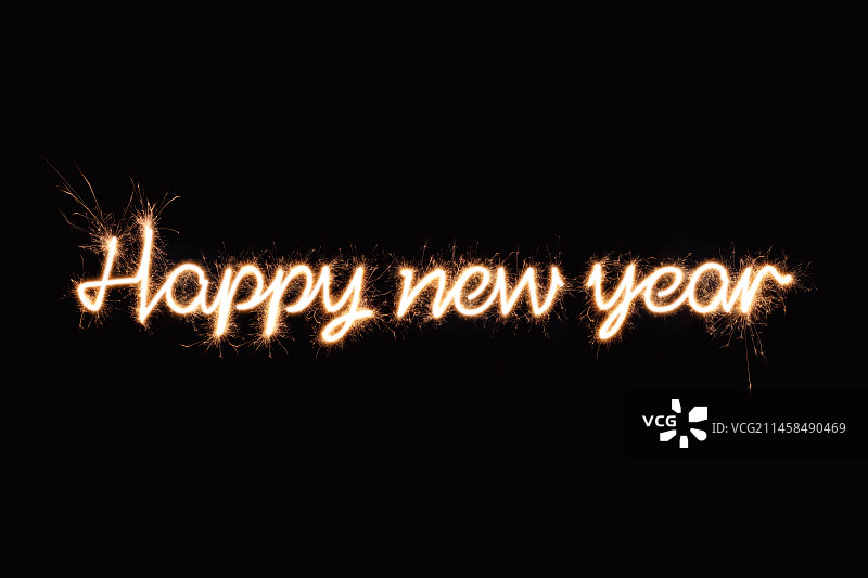 新年快乐烟花字，Happy new year！图片素材