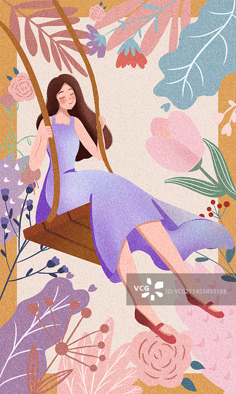 荡秋千的女孩图片素材