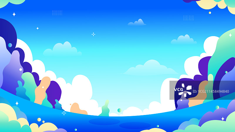 蓝绿色矢量促销可爱卡通儿童插画运营活动图片素材