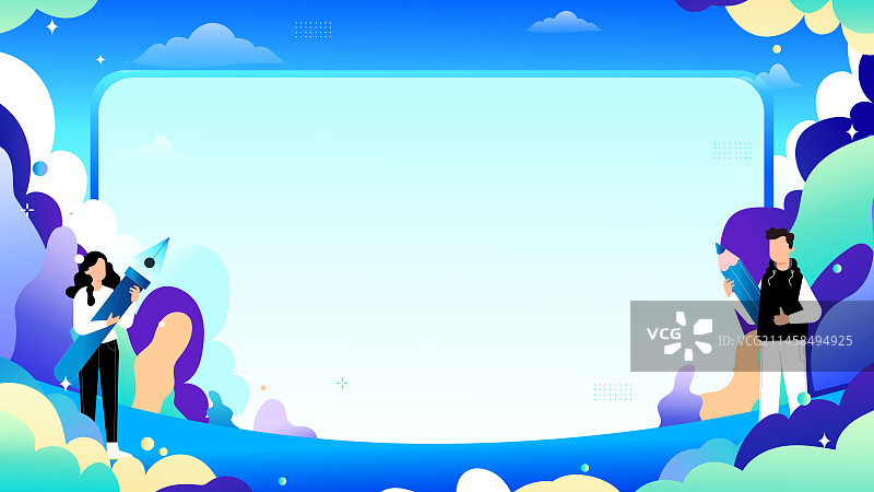 绘画蓝绿色人物矢量插画可爱鲜艳运营活动插画图片素材