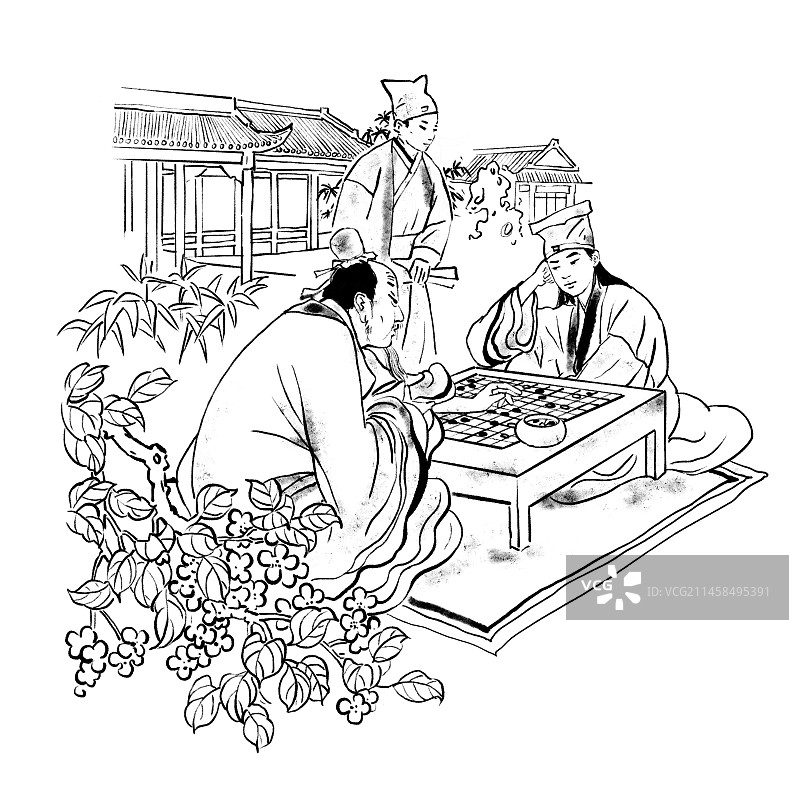 下棋 文人 书生图片素材