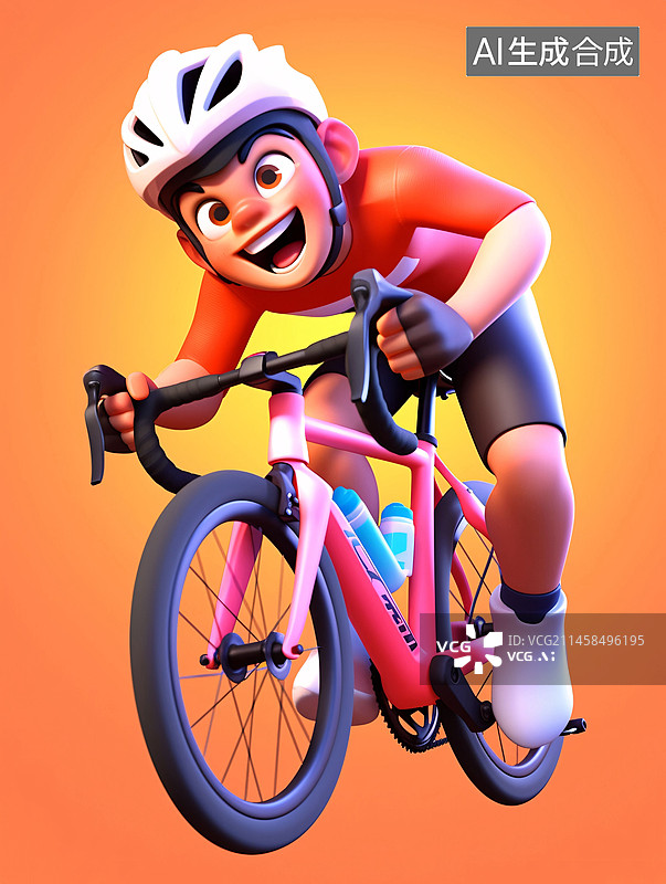 【AI数字艺术】骑车运动3D素材，自行车锦标赛体育运动会比赛插图图片素材