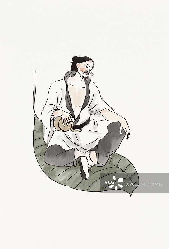 中国风新中式古风古典传统文化古人神话小说人物八仙汉钟离人物插画图片素材