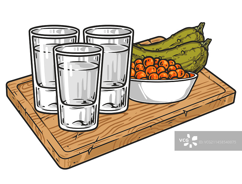 伏特加酒杯彩色标签图片素材