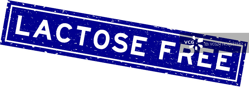 蓝色复古风格无乳糖文字方形橡胶印章图片素材