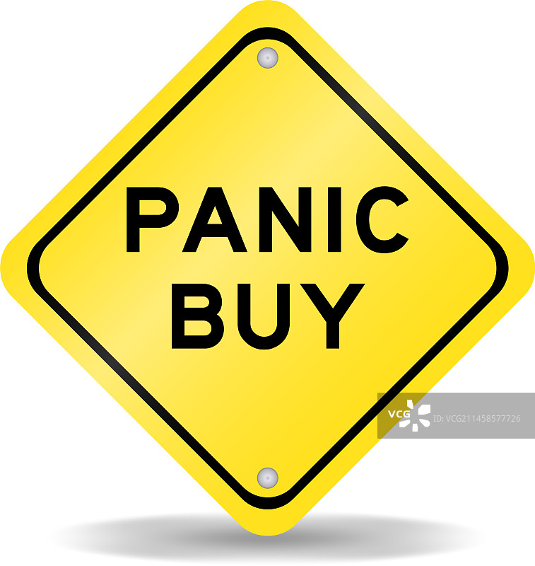 带有“panic”字样的黄色交通标志图片素材