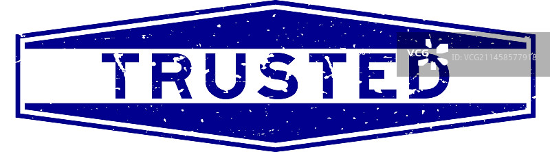 蓝色复古风可信赖六边形印章图片素材