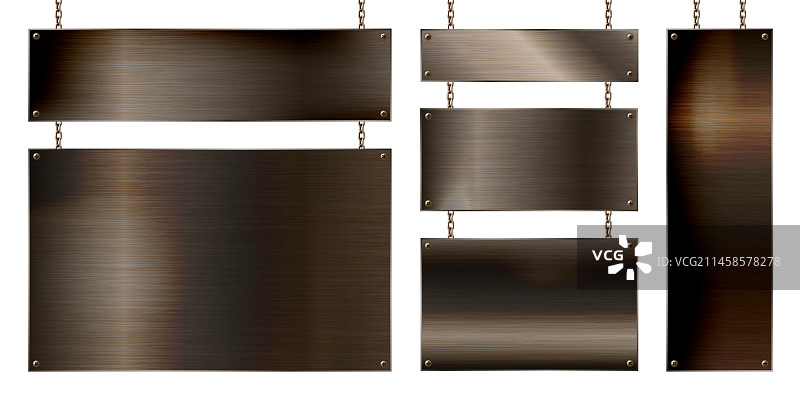 悬挂在链条上的金属banner图片素材