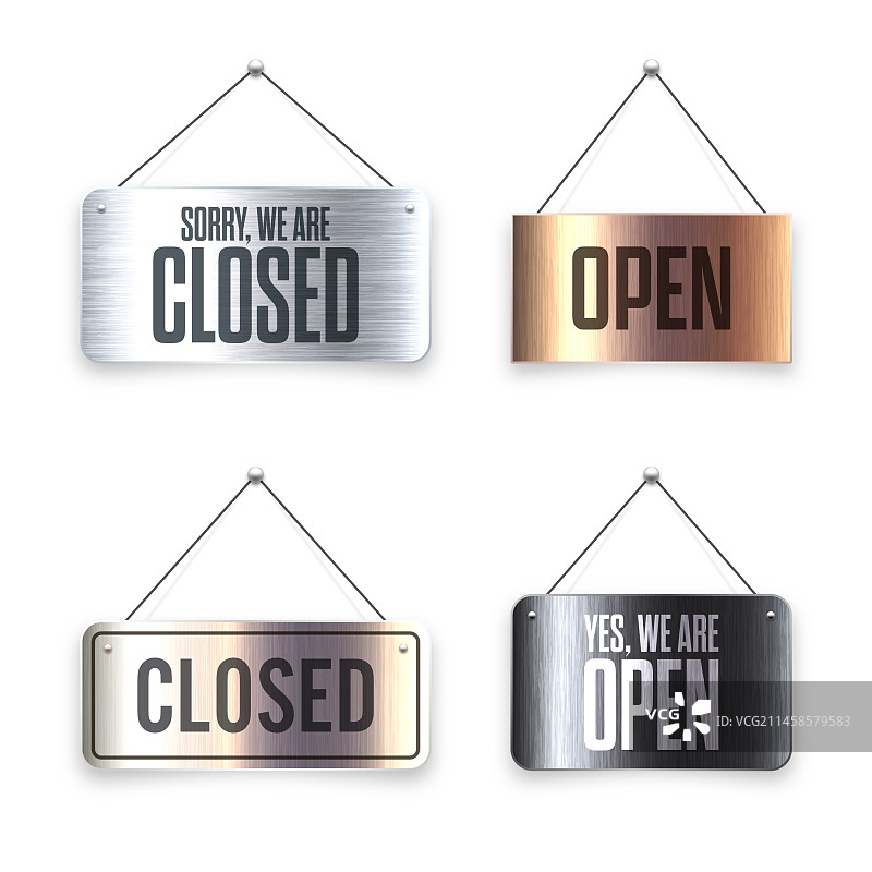 拉丝金属开闭挂牌图片素材