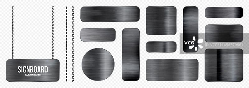 悬挂在链条上的金属banner图片素材