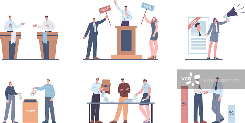 选举人物：政治领袖与支持者图片素材