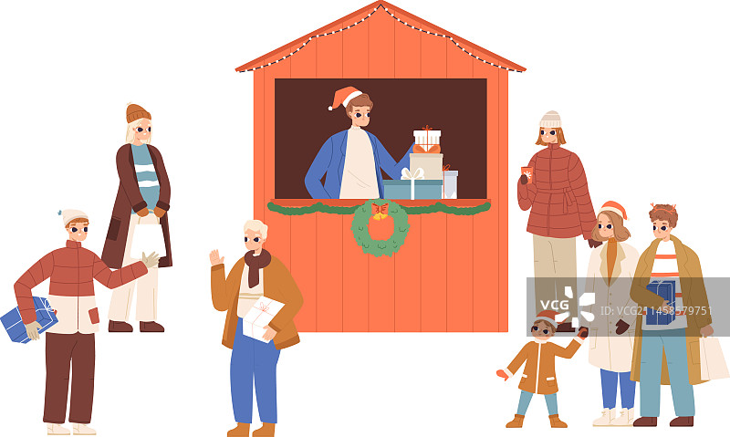 圣诞摊位冬季假日营销图片素材