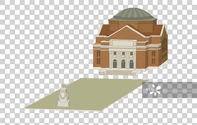 清华大学建筑物插画-大礼堂图片素材