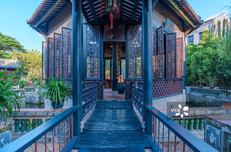 广州番禺余荫山房中式传统岭南园林景观图片素材