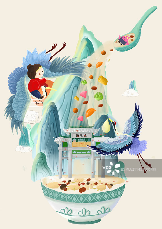 国风城市插画图片素材