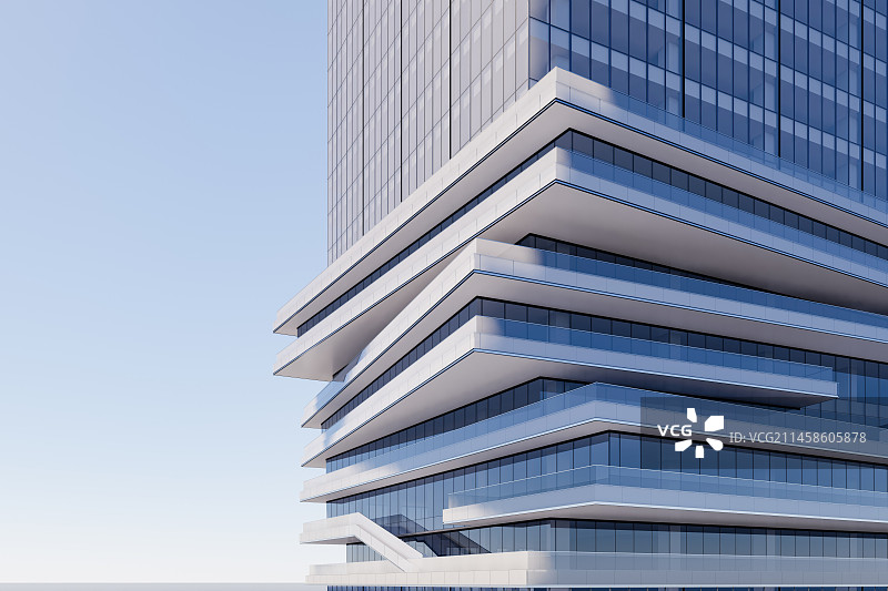 现代城市商务区写字楼建筑外部特写图片素材