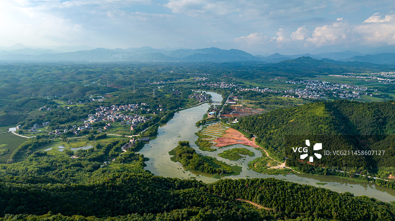 怀集县连麦镇乡村风光航拍图片素材