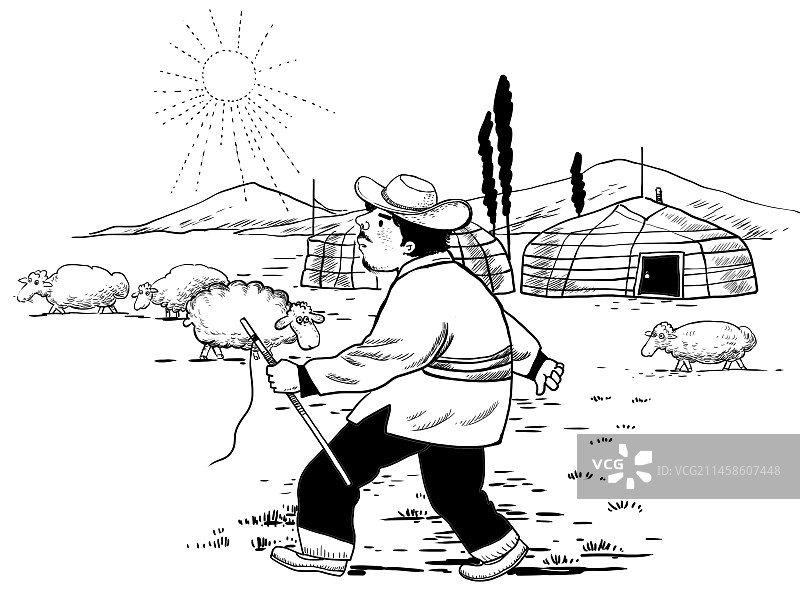 牧羊 放羊 草原 蒙古包 羊群图片素材