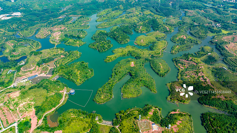 怀集天湖水库航拍图片素材