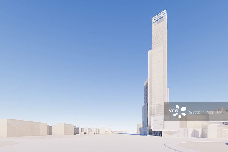 3D现代抽象城市天际线空间背景图片素材