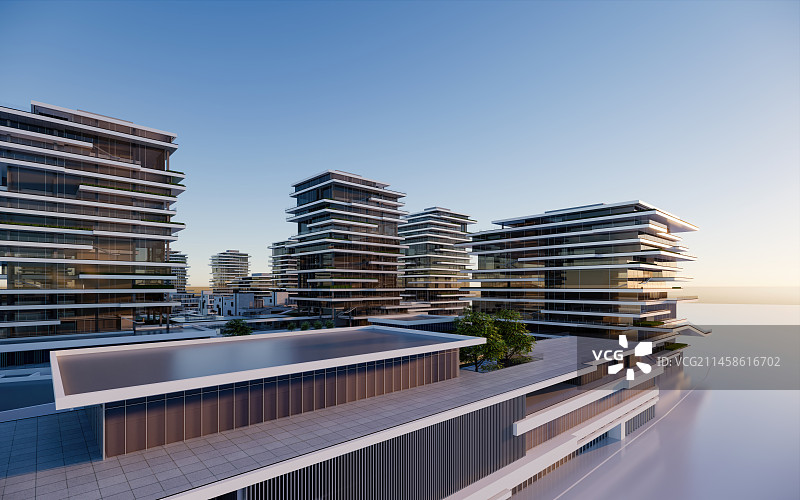 3D现代抽象城市建筑空间产业园区图片素材