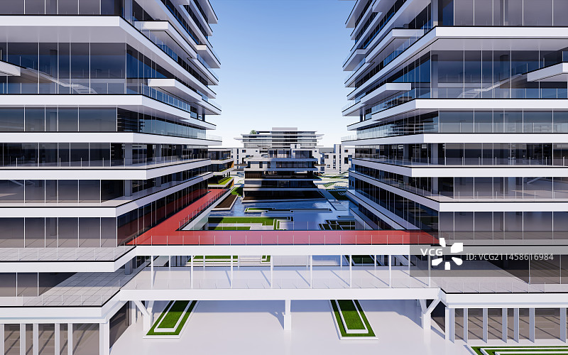 3D现代抽象城市建筑空间产业园区图片素材