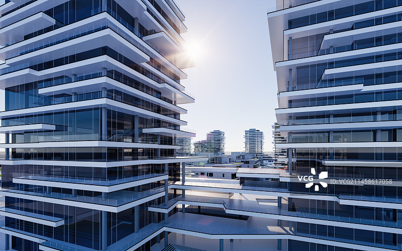 3D现代抽象城市建筑空间产业园区图片素材