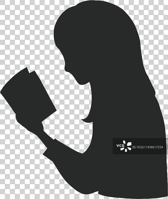 读书的女孩人物剪影元素图片素材