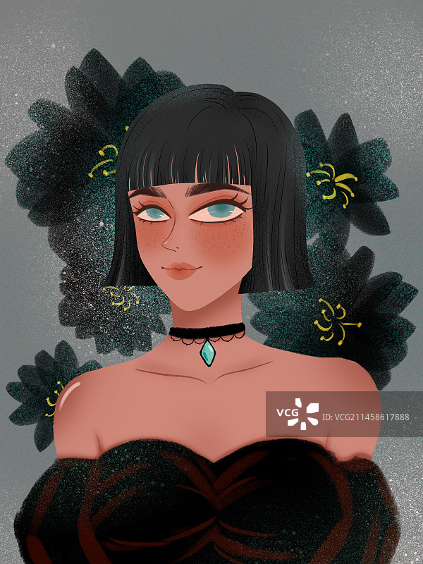 黑色黑皮少女图片素材