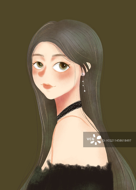 少女侧面图片素材