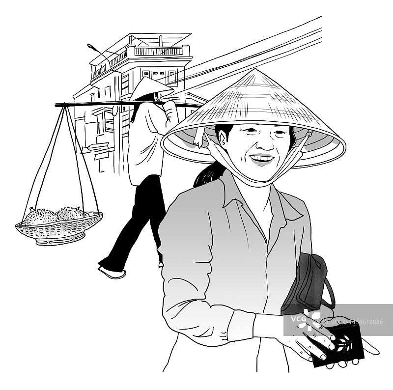 越南 海外 女人 做生意 卖水果图片素材