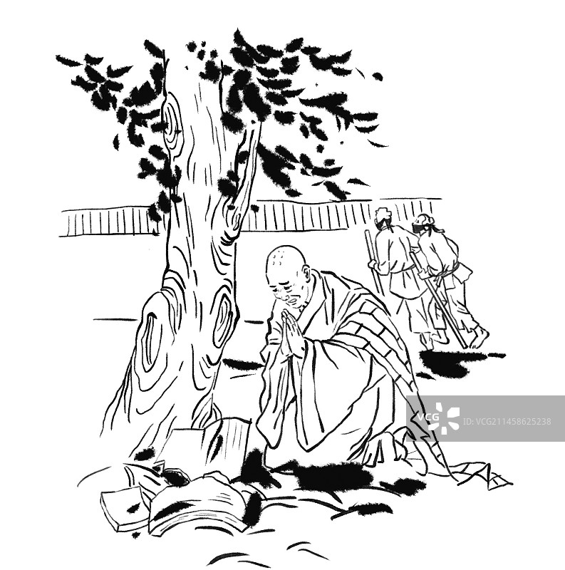 寺院 被破坏 和尚图片素材