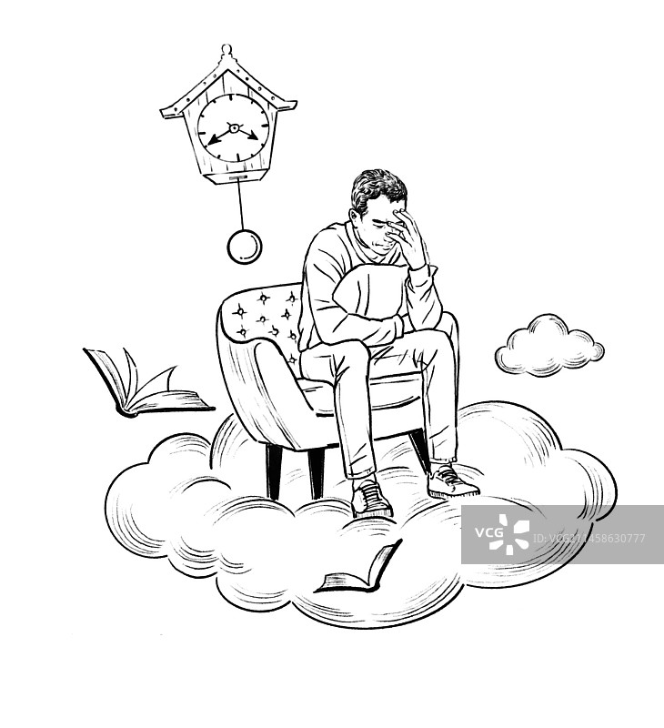 男人思考 云端图片素材