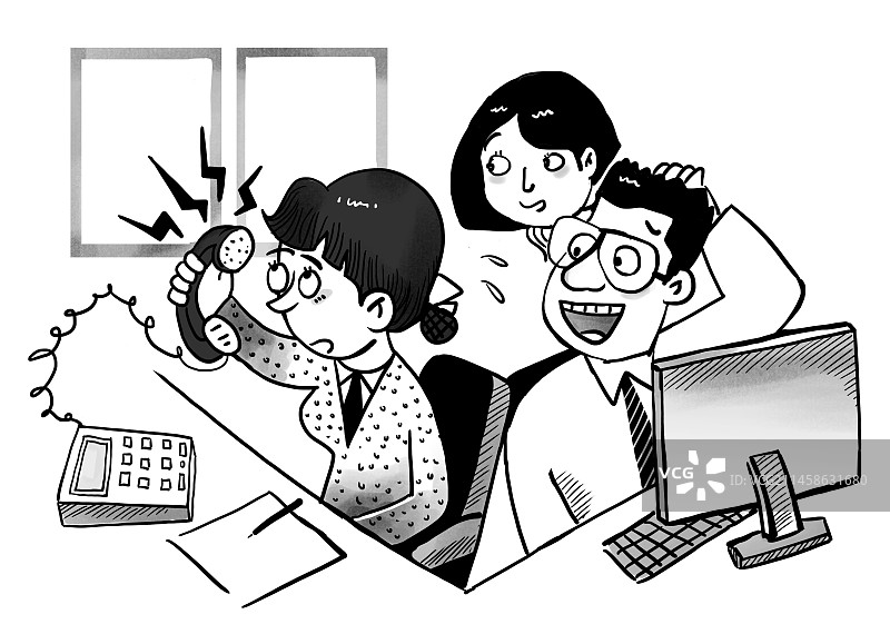 卡通 接线员 电话 办公室图片素材