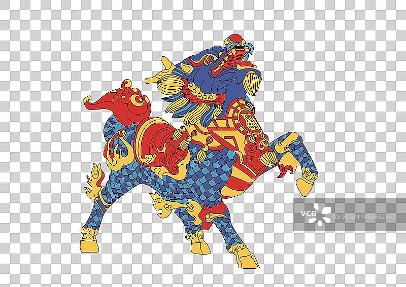 国潮麒麟抬腿图案图腾3图片素材