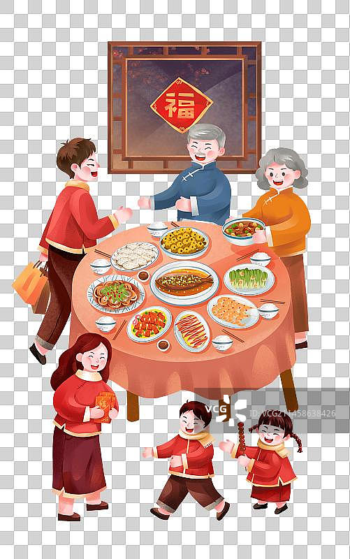 大年三十 一家人吃团圆饭图片素材