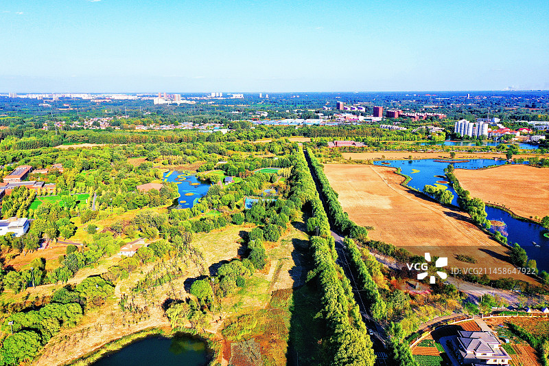 蓝天白云深秋凉 雁鹭迁徙一行行 层林尽染山河秀 残荷碧波芦苇黄 航拍俯瞰明珠美 烟波浩渺丹桂香 仙境图片素材
