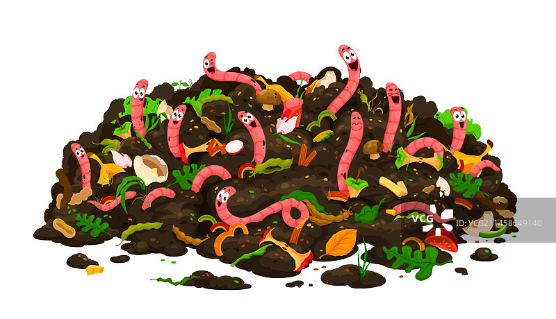 农业卡通农场堆肥蠕虫角色图片素材